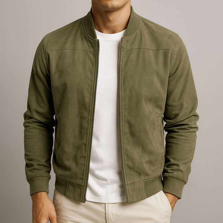 Giacca Elegante in Pelle Scamosciata