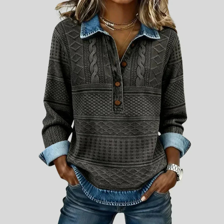 Azalea - Vintage Cable Knit Collared Jumper