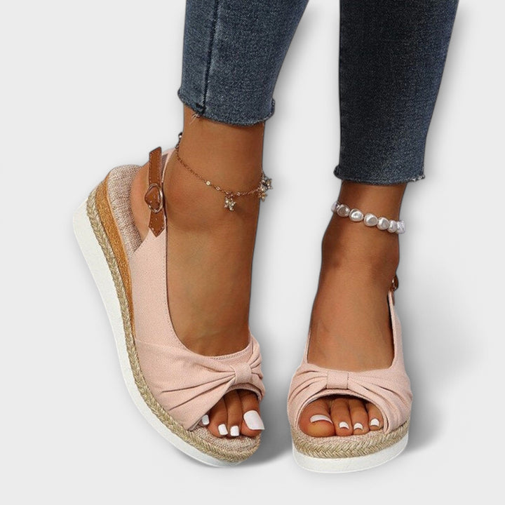 Adelgund - Sandali espadrillas rosa con fiocco