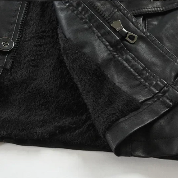 Elegante giacca da biker lunga in pelle