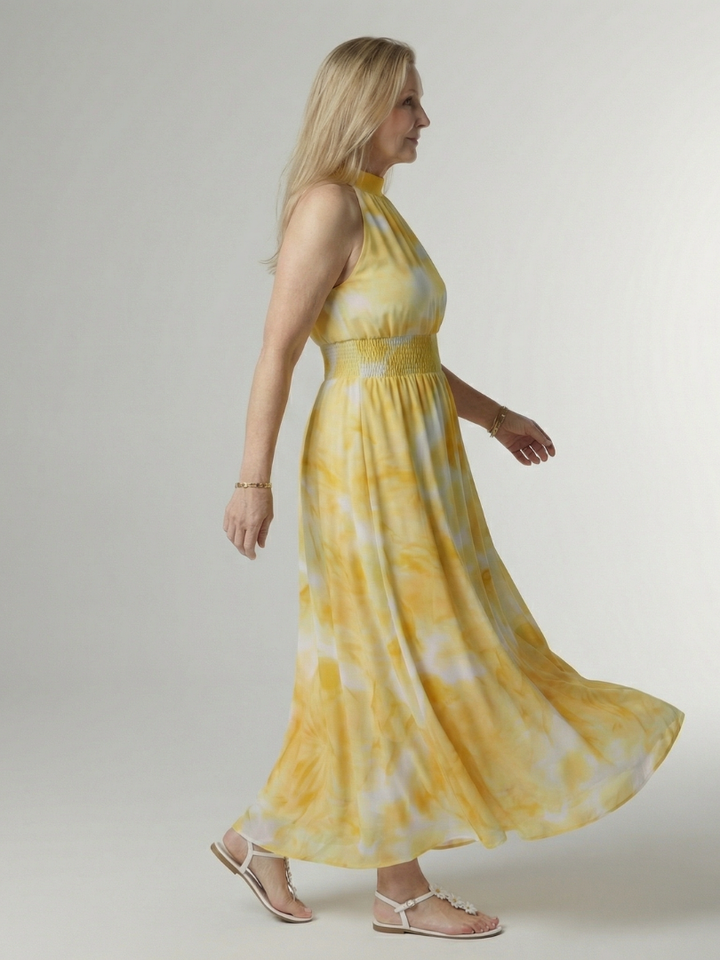 Sylin | Vestito midi con scollo all'americana arricciato
