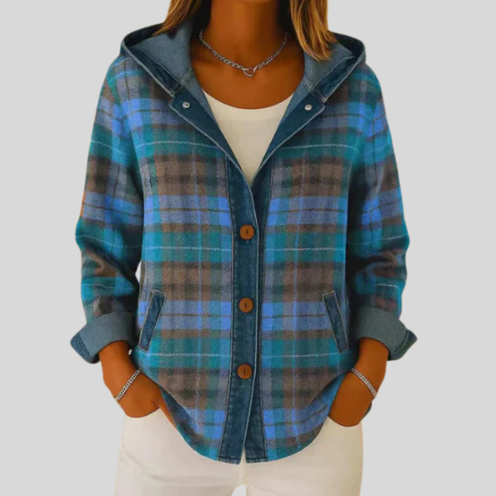 DIANA | Giacca a camicia a quadri con cappuccio da donna