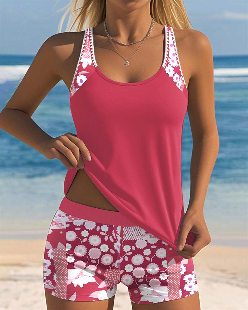 Kaless™ | Costume da bagno due pezzi con vestibilità comoda e stile spiaggia floreale