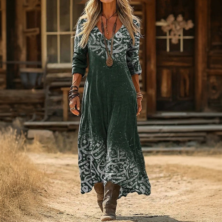Lara - Vestito casual a maniche lunghe d'ispirazione vintage