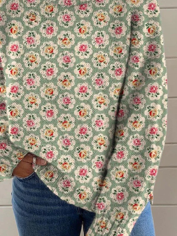 Caroline - Maglione a collo alto con stampa floreale