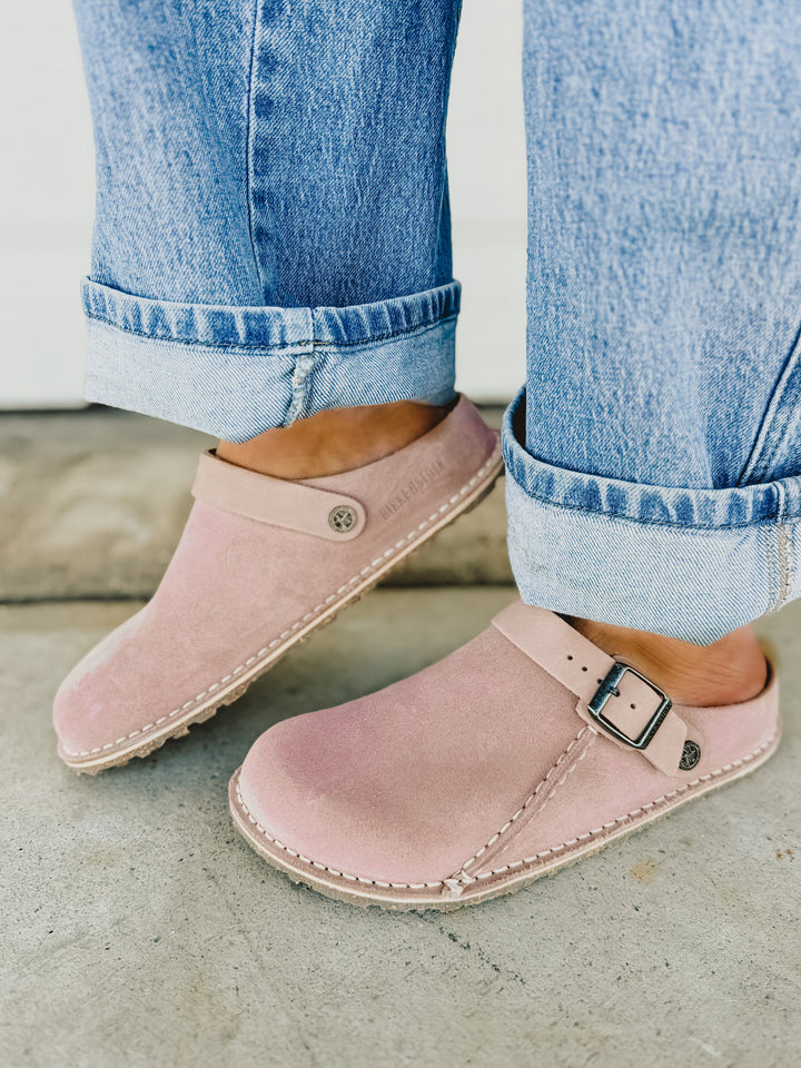 Zoccolo Birkenstock Lutry Premium in pelle scamosciata - Rosa chiaro