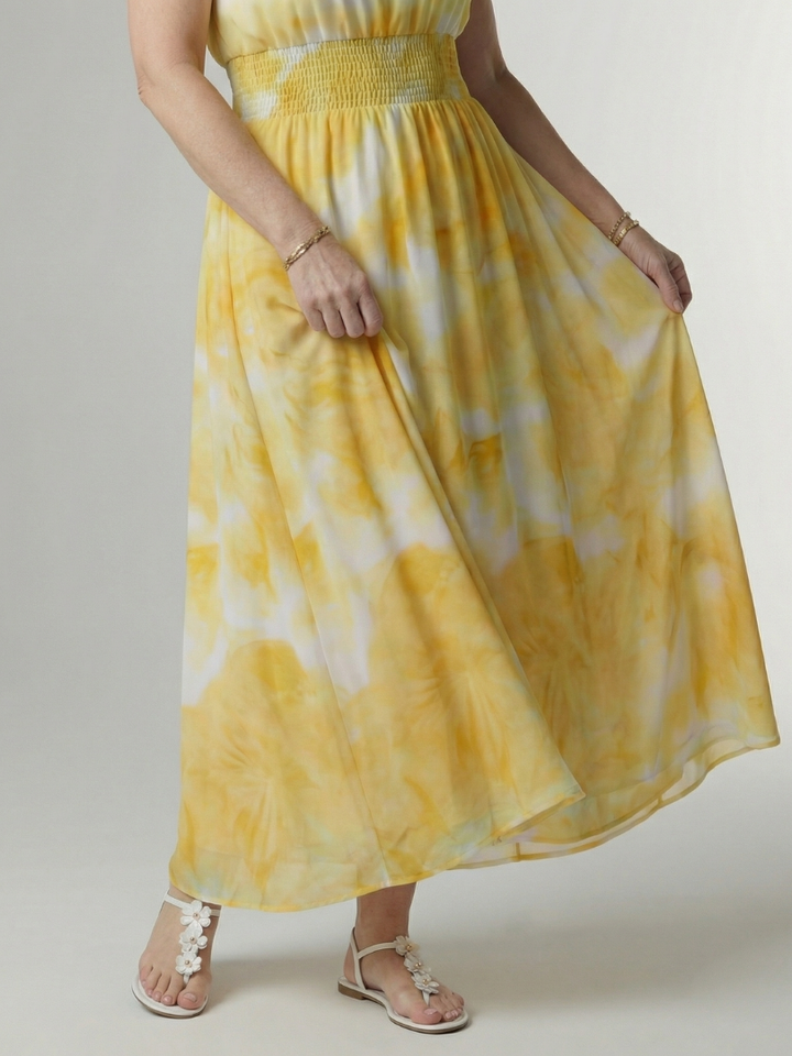 Sylin | Vestito midi con scollo all'americana arricciato