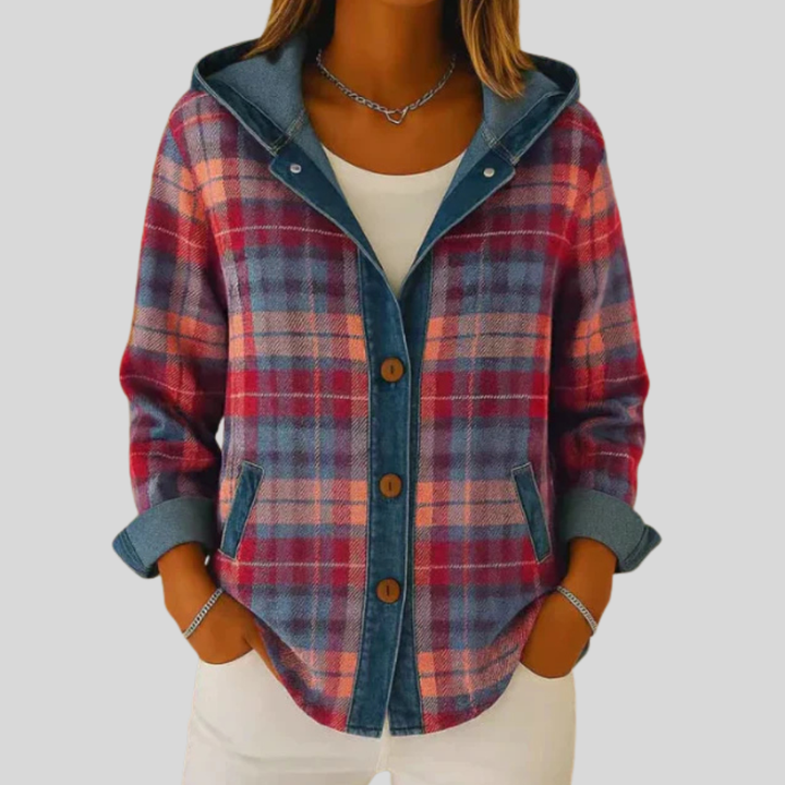 DIANA | Giacca a camicia a quadri con cappuccio da donna