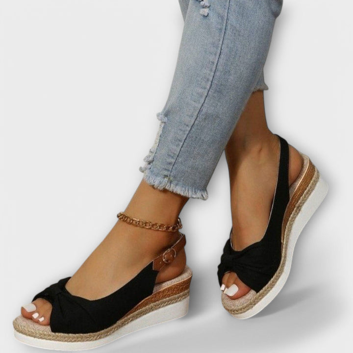Adelgund - Sandali espadrillas rosa con fiocco