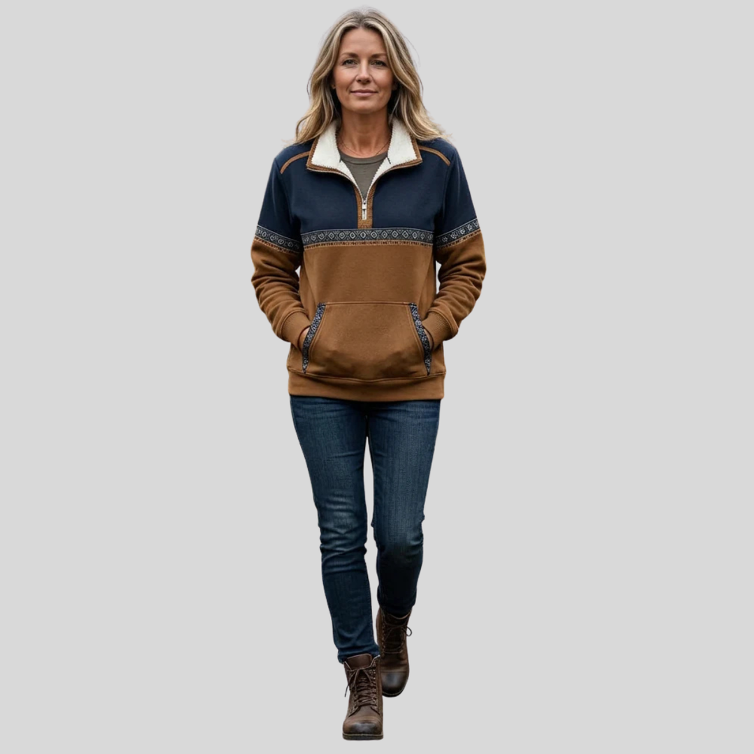 MADISON | Pullover da Donna con Collo Sherpa e Mezzo Zip