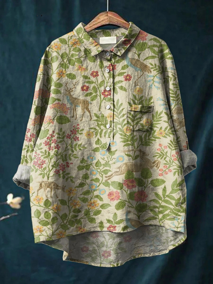 Lotte | T-shirt casual con stampa floreale e animalier vintage
