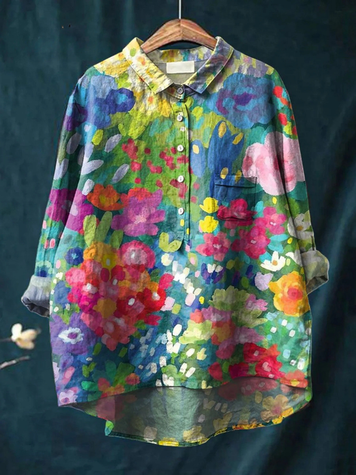 Rose | Blusa casual da donna in stile vintage con motivo floreale