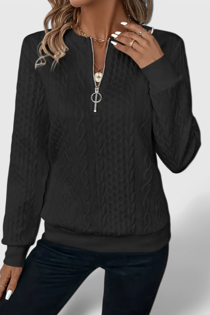 Zoey | Maglione in maglia con zip morbida