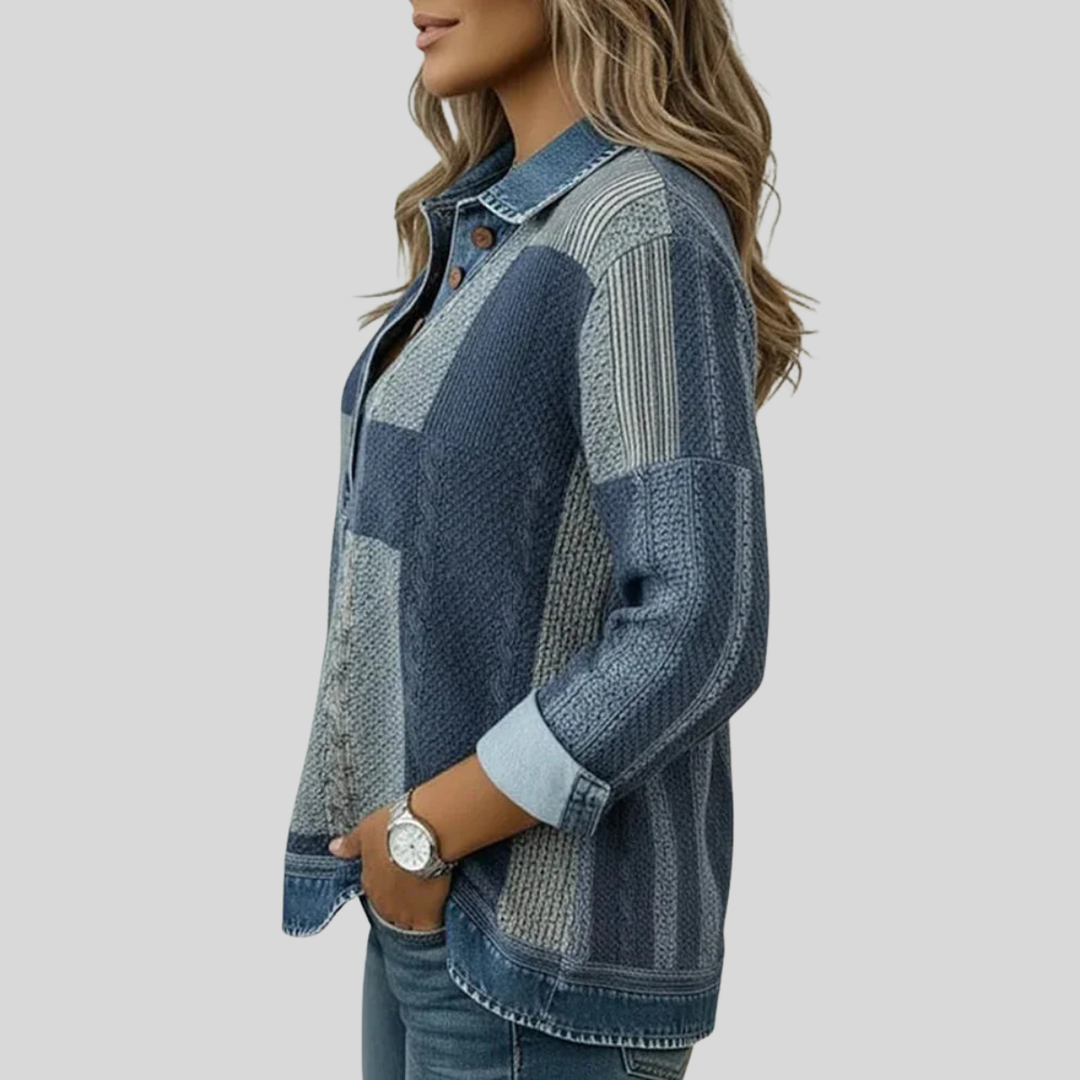 STELLA | Maglione Pullover Donna Colorblock con Bottoni Frontali