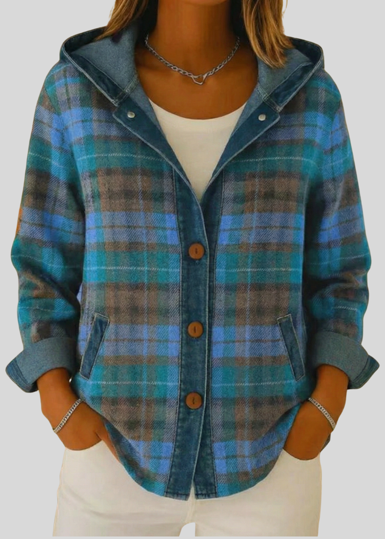 NORA | Camicia in plaid con cappuccio da donna