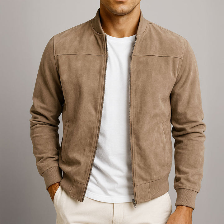 Giacca Elegante in Pelle Scamosciata