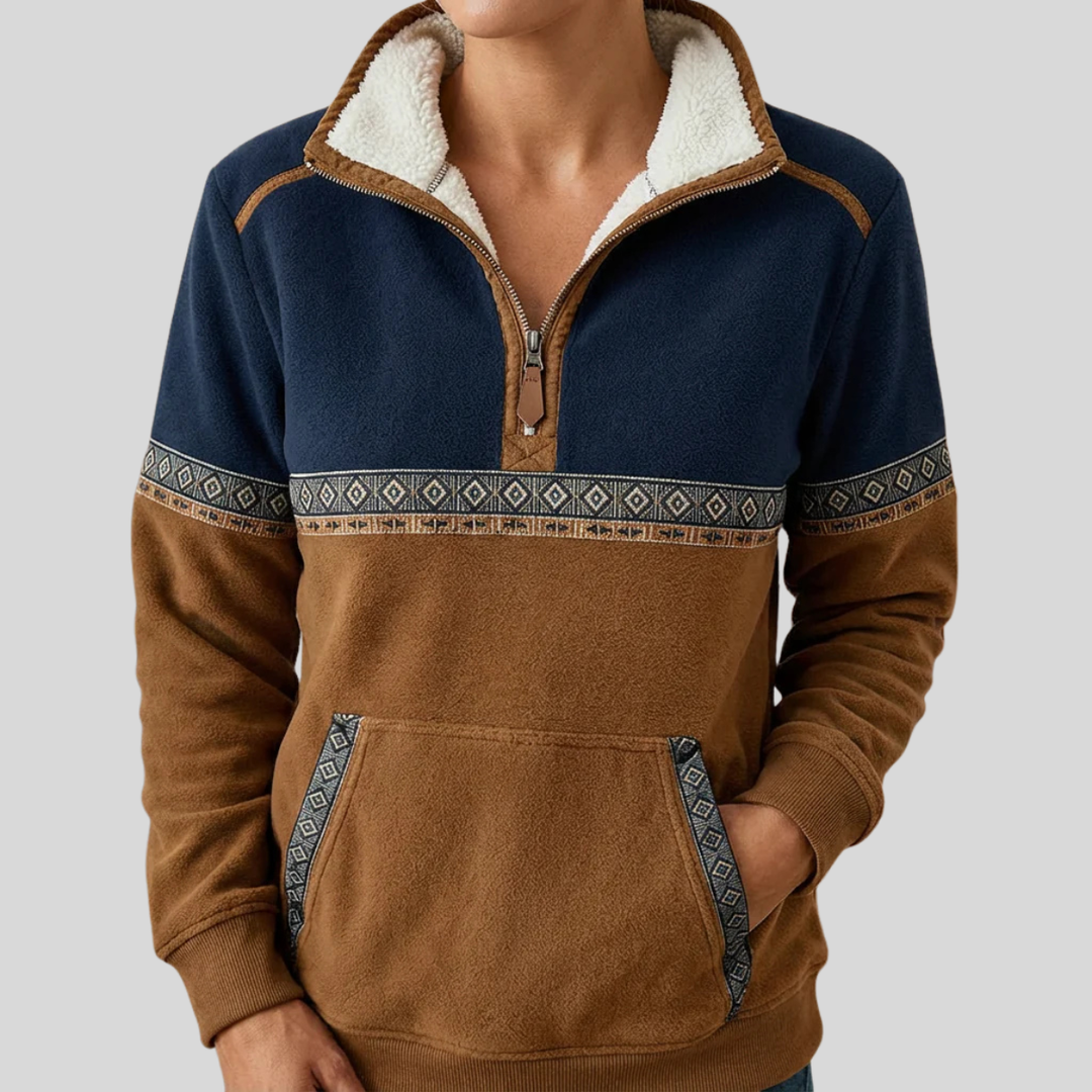 MADISON | Pullover da Donna con Collo Sherpa e Mezzo Zip