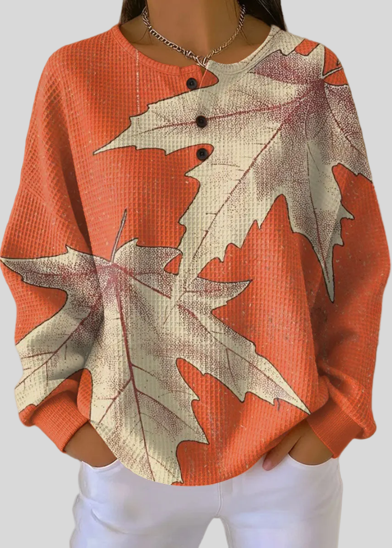 ROSA | Felpa Donna Oversized con Stampa Foglia