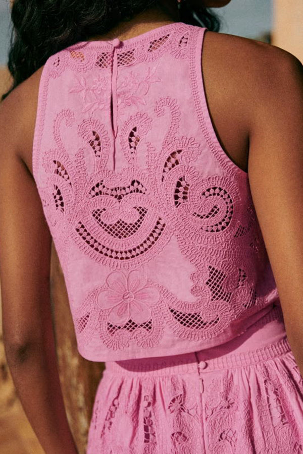 Stella - Completo in pizzo rosa