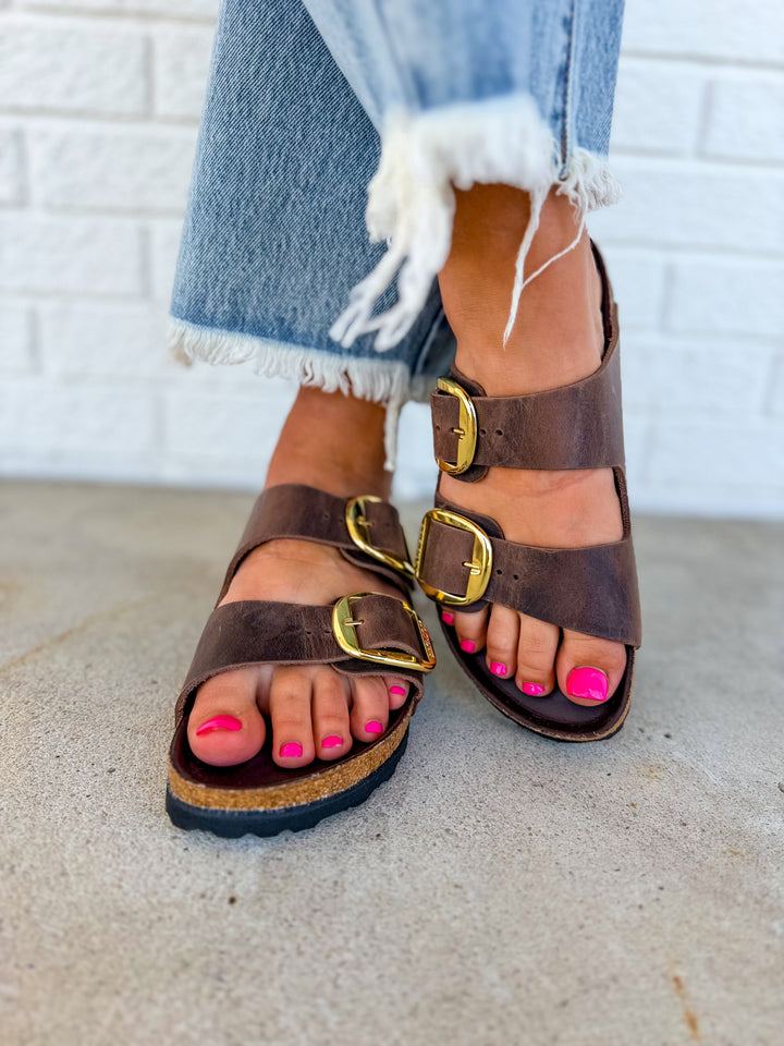 Sandalo Birkenstock Arizona Big Buckle in pelle oliata - Habana