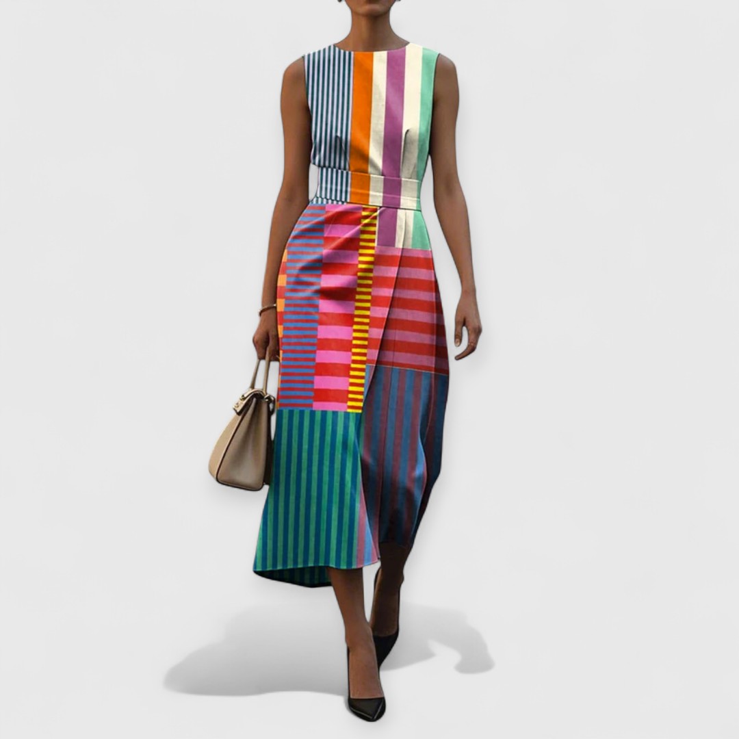 Tiffany – Multicolored Striped Sleeveless Dress