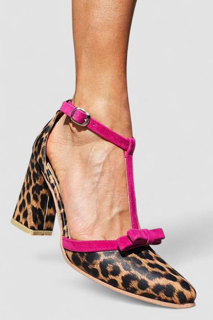 Jodie - Sandali leopardati verdi con dettagli colorati