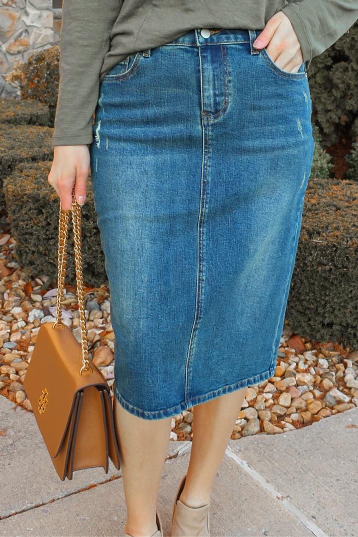 Gonna di jeans Piper effetto consumato in Vintage (Vendita finale)