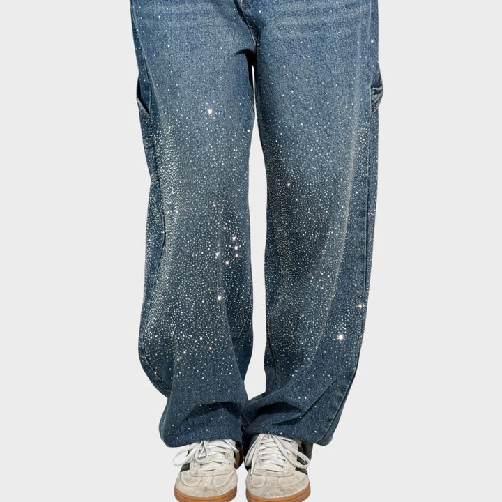 Zoe - Jeans a gamba larga con dettagli gioiello