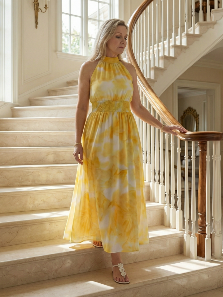 Sylin | Vestito midi con scollo all'americana arricciato