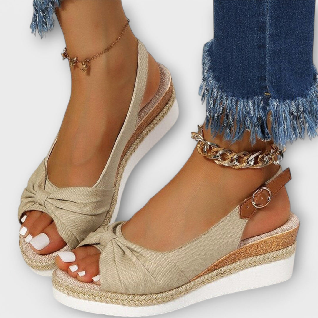 Adelgund - Sandali espadrillas rosa con fiocco