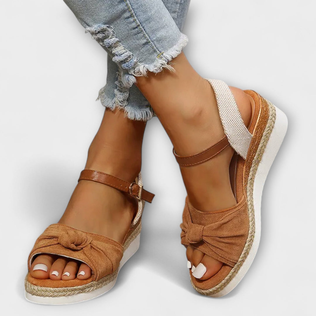 Adelgund - Sandali espadrillas rosa con fiocco