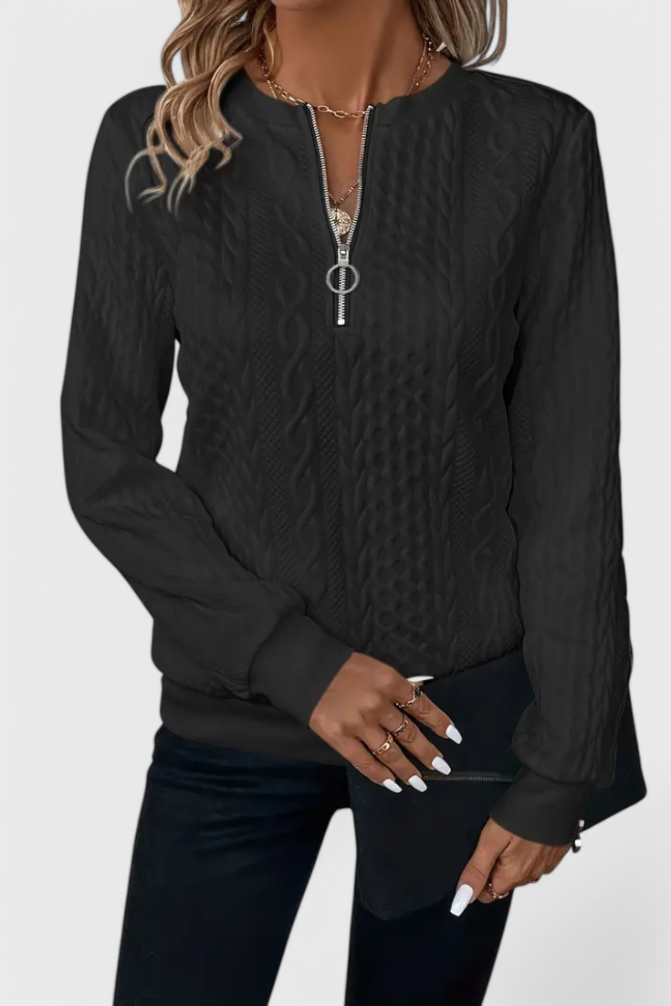Zoey | Maglione in maglia con zip morbida