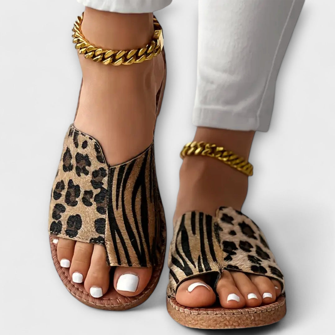 Sieglinde - Pantofole leopardate bicolore