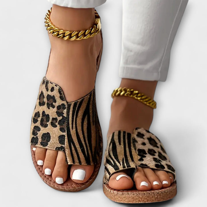Sieglinde - Pantofole leopardate bicolore