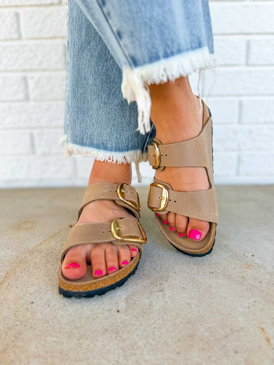 Sandalo Birkenstock Arizona Big Buckle in pelle oliata - Tabacco marrone