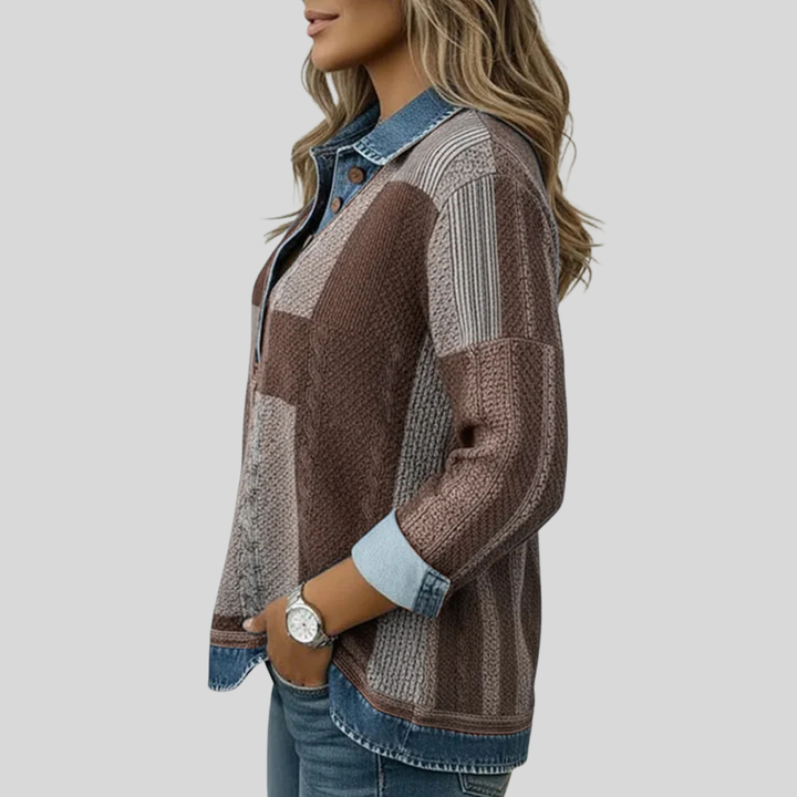 STELLA | Maglione Pullover Donna Colorblock con Bottoni Frontali