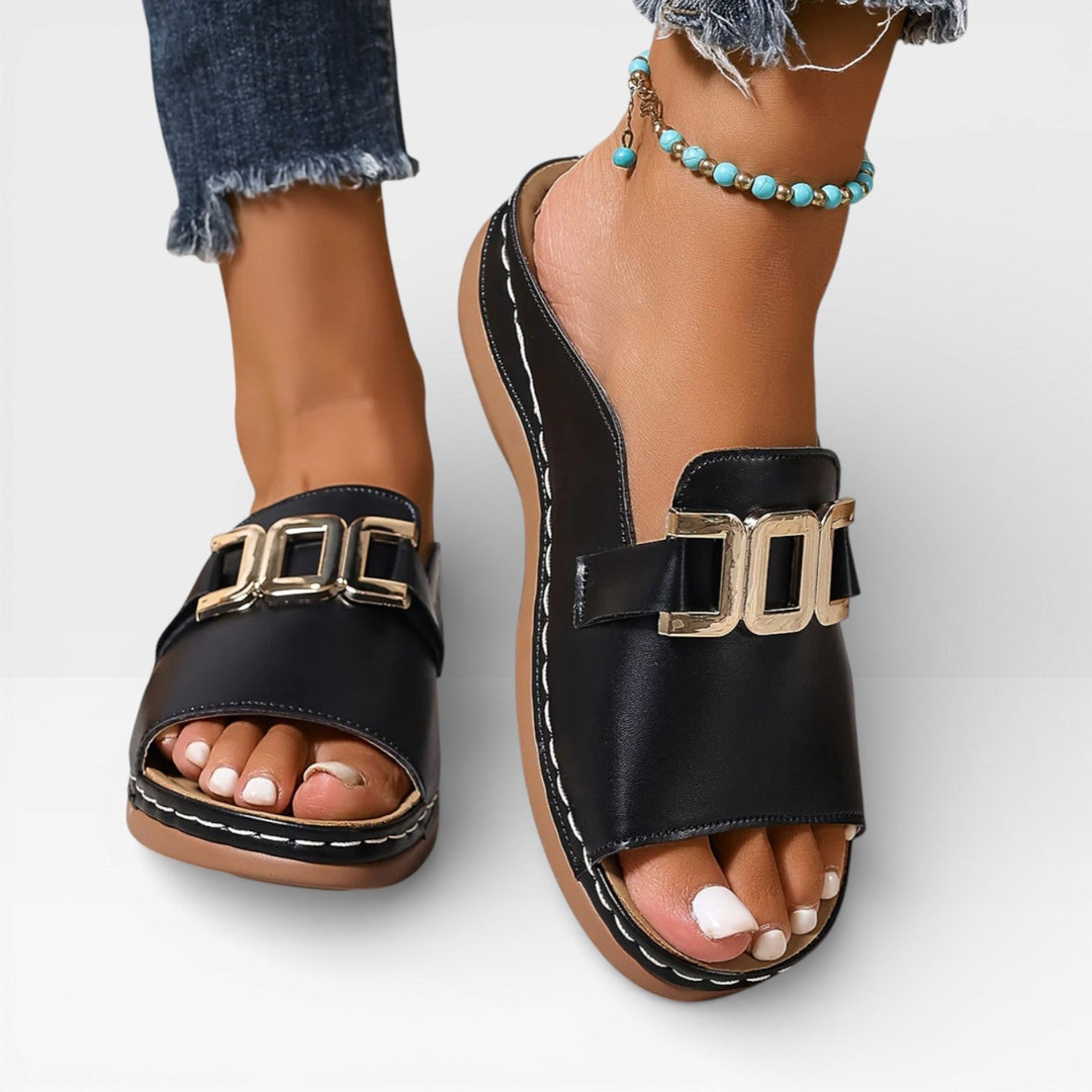 Sandali eleganti con fibbia da donna – Calzata confortevole