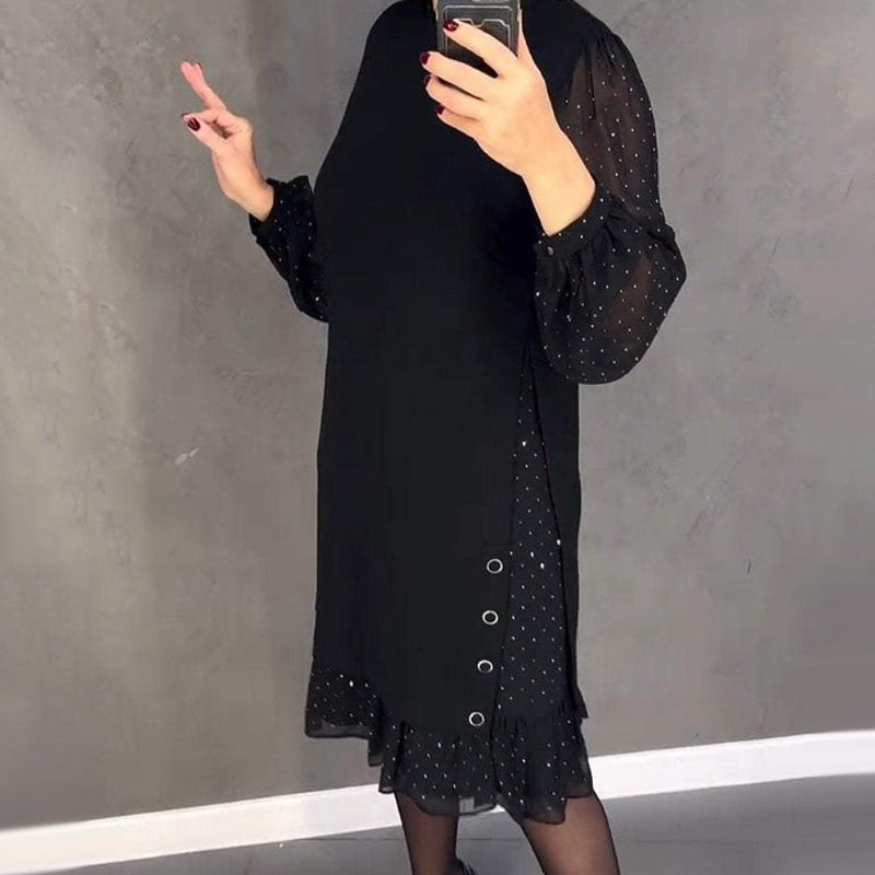 Estela | Abito elegante con cristalli e scollo rotondo