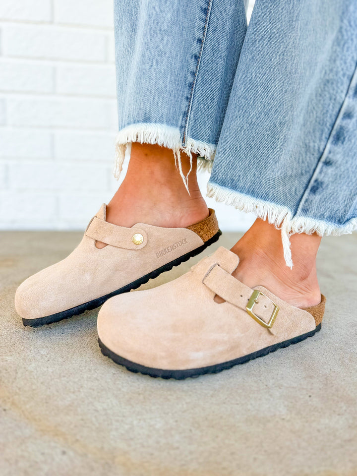 Zoccoli Birkenstock Boston in pelle scamosciata - Sandcastle