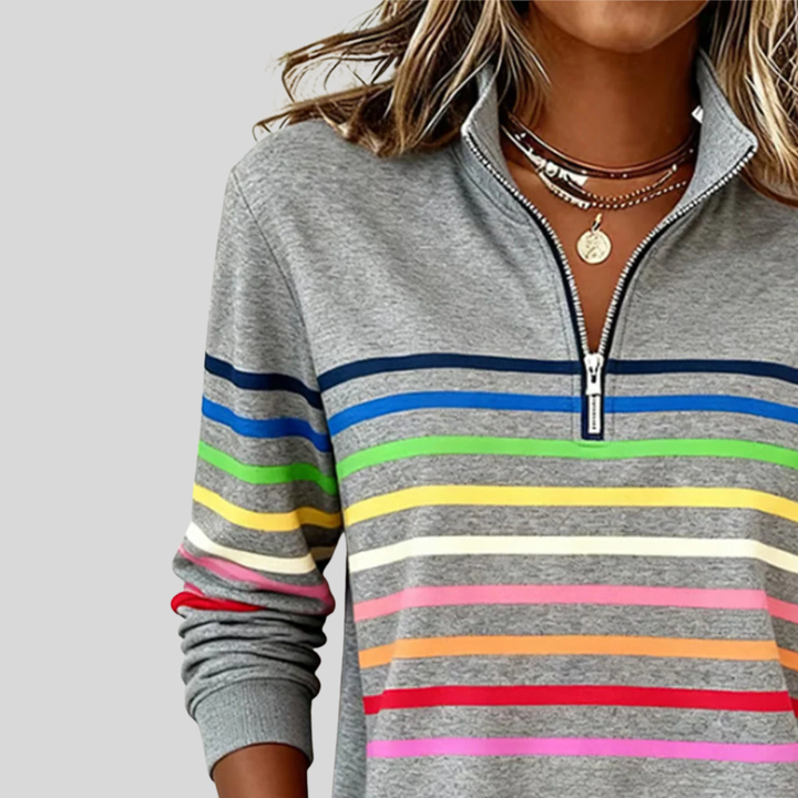 EMMA | Felpa da Donna a Righe con Zip a Quarto