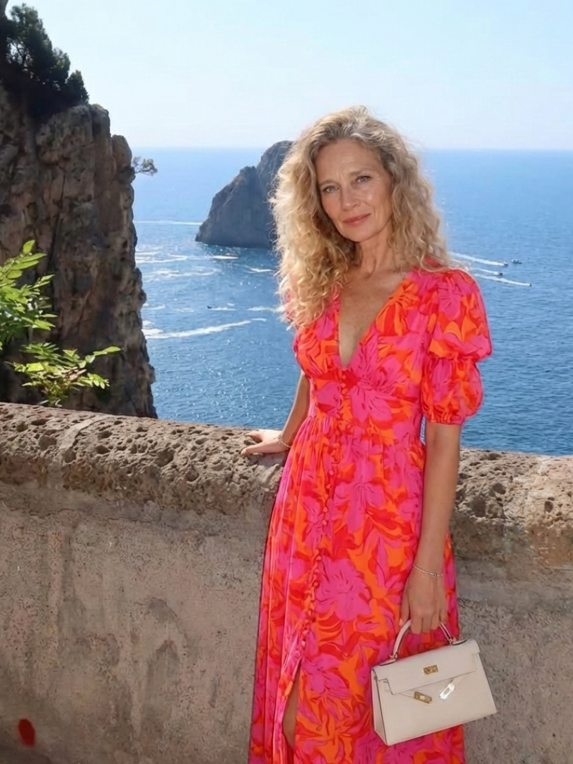 Willow | Vestito midi a fiori con scollo a V e maniche a sbuffo