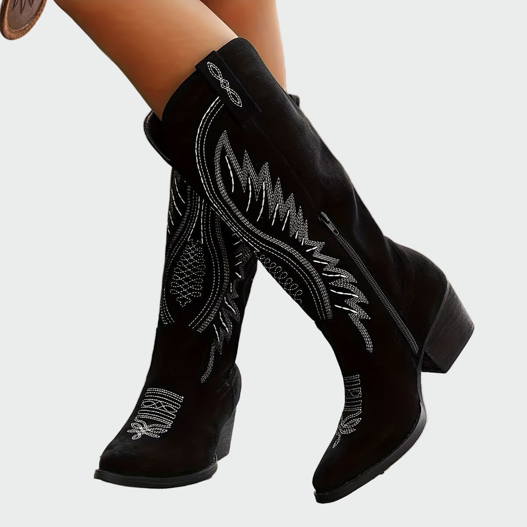Brianna - Eleganti stivali western ricamati