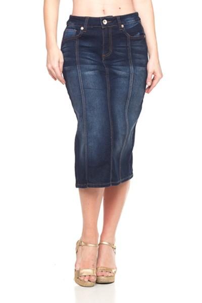 Gonna di jeans scura a pannelli