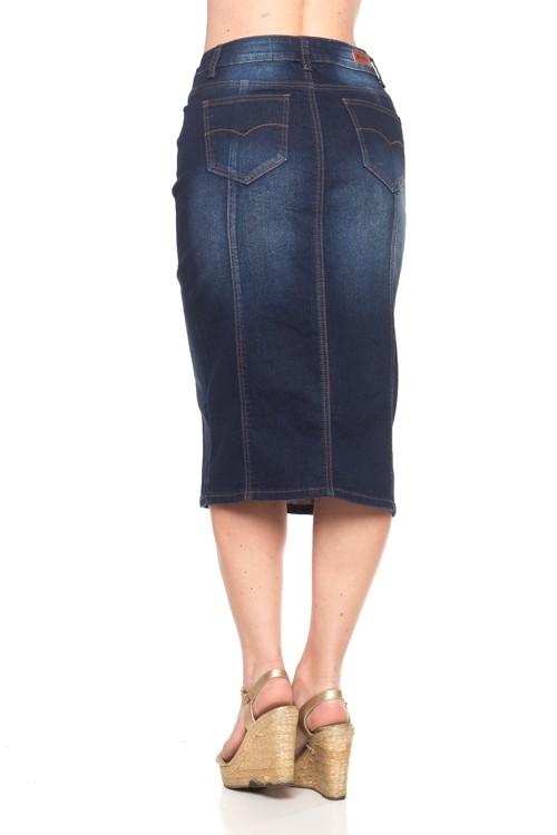 Gonna di jeans scura a pannelli