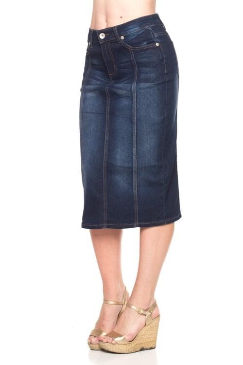 Gonna di jeans scura a pannelli