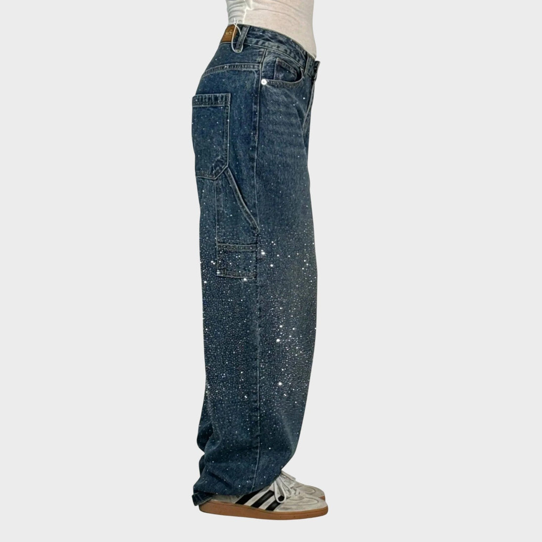 Zoe - Jeans a gamba larga con dettagli gioiello