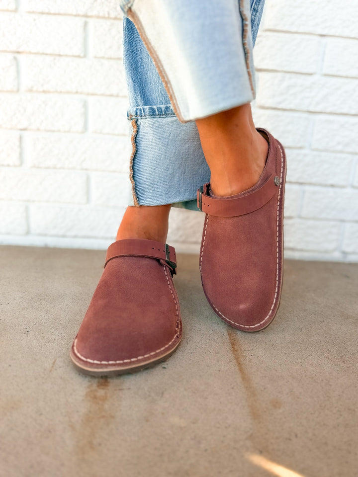 Zoccolo Birkenstock Lutry in camoscio premium - Pepper