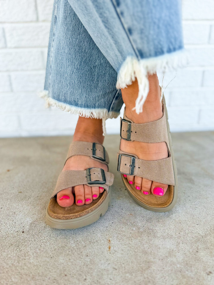 Birkenstock Arizona Pap Chunky Suede Leather Sandal - Taupe Tonal