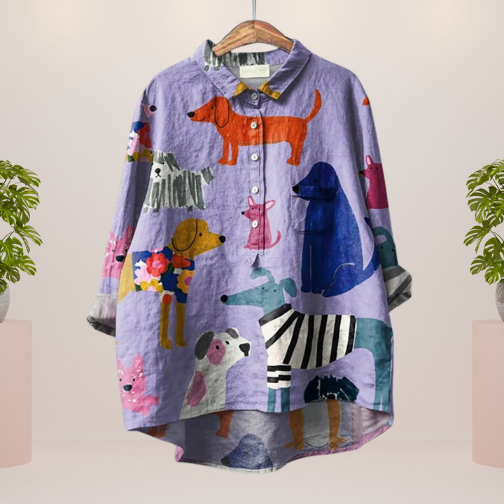 Camicia stampata artistica alla moda e alla moda