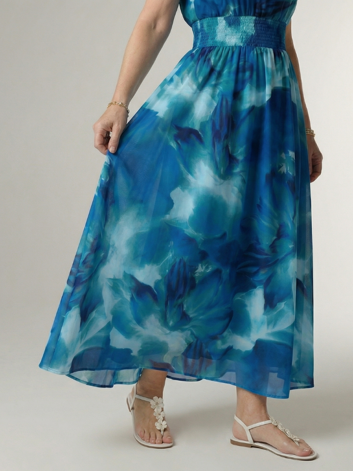 Sylin | Vestito midi con scollo all'americana arricciato